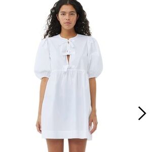 Ganni cotton poplin tie front dress